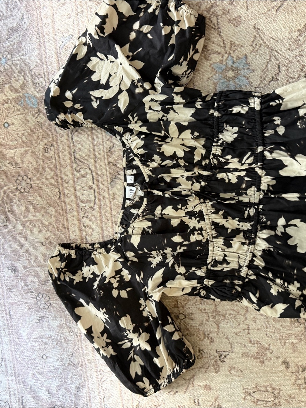 GAP Black and Cream Floral Midi Dress